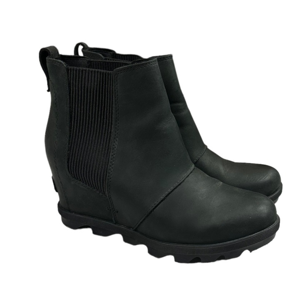 Sorel Women's Joan of Arctic Wedge II Chelsea Boot Black 8 EUC